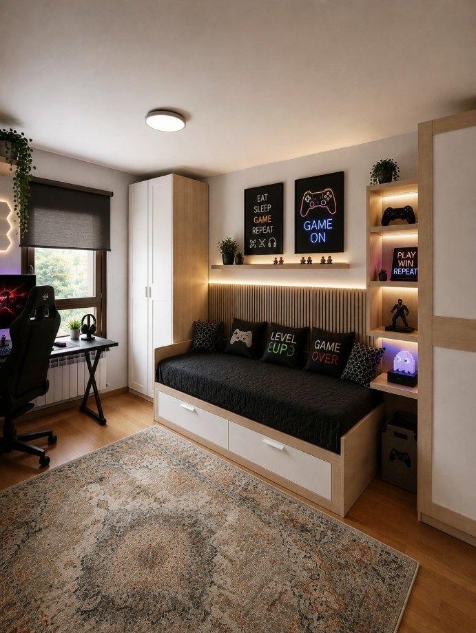 Dormitorio infantil gamer real